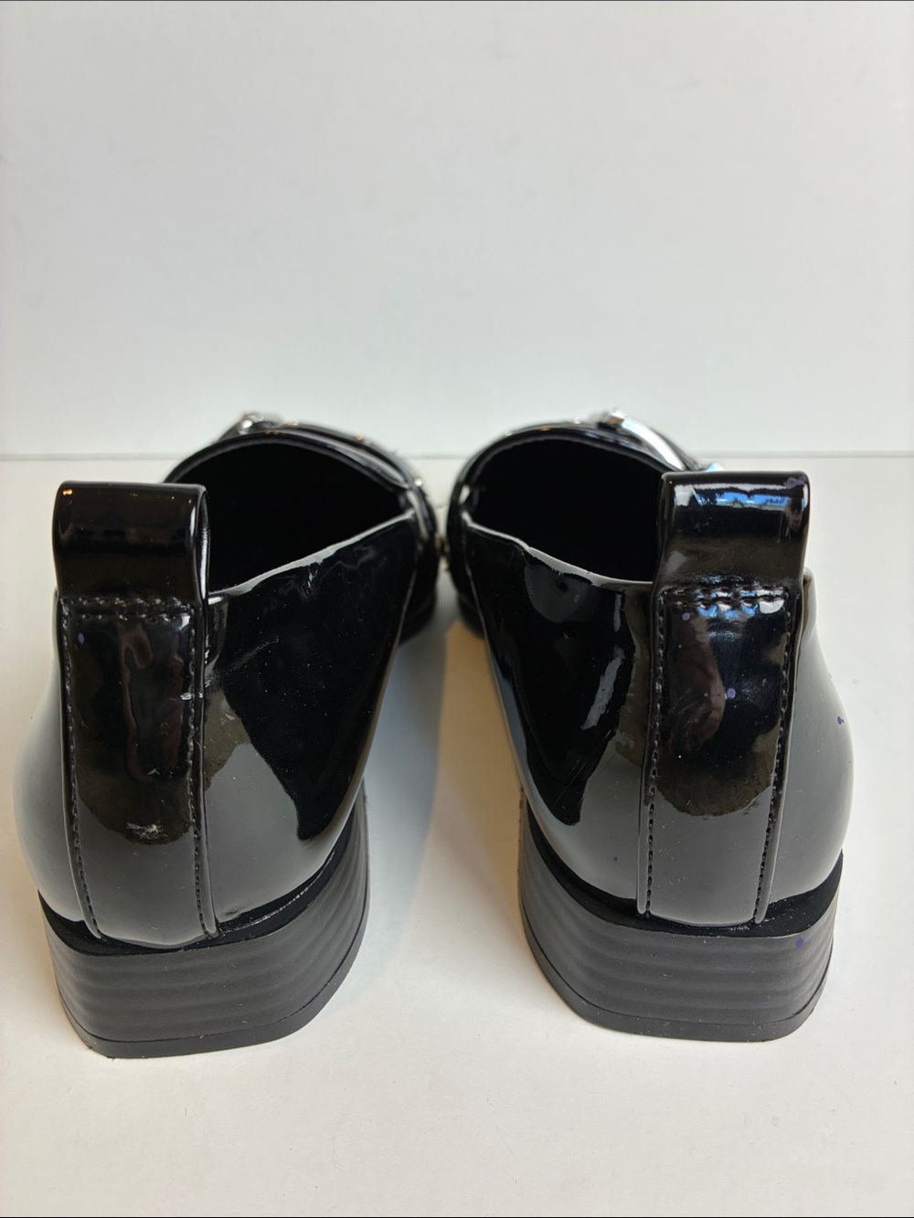 Mix No. 6 Piercie Black Patent Leather Loafer Shoes Metallic Grommet Buckle 7.5 - Picture 5 of 14